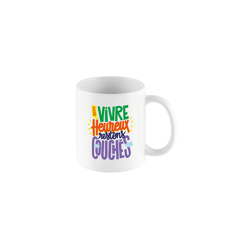MUG STAN - POUR VIVRE HEUREUX RESTONS COUCHÉS - DERRIÈRE LA PORTE