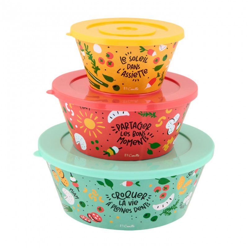 SALADIER TAITIC (SET DE 3 + COUVERCLES) - APERO RIGOLO - DERRIERE LA PORTE