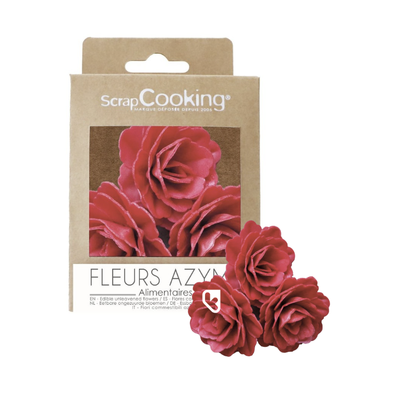Décos azymes - 3 Roses royales rouges - SCRAPCOOKING