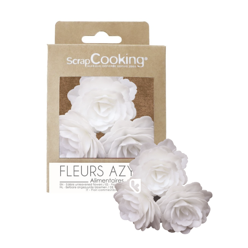 Décos azymes - 3 Roses royales blanches - SCRAPCOOKING