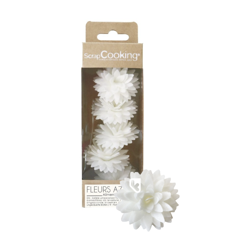 Décos azyme - 5 Dahlias blancs - SCRAPCOOKING