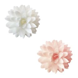 Décos azymes - 5 Dahlias blancs et roses pastel - SCRAPCOOKING