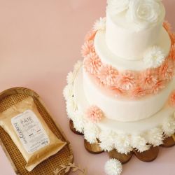 Décos azymes - 5 Dahlias blancs et roses pastel - SCRAPCOOKING