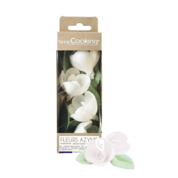 Décos azymes - 4 Roses blanches & 6 Feuilles vertes - SCRAPCOOKING
