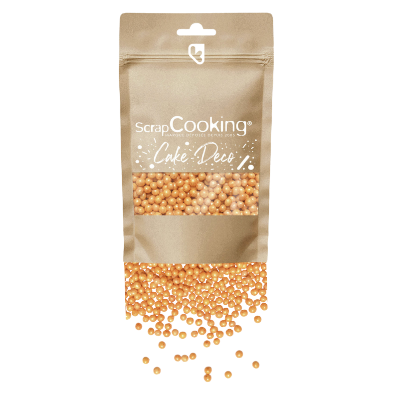 Décors sucrés - Perles dorées - Sachet de 55g - SCRAPCOOKING