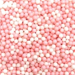 Décors sucrés - Perles blanches et roses - Sachet de 55g - SCRAPCOOKING