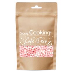 Décors sucrés - Perles blanches et roses - Sachet de 55g - SCRAPCOOKING