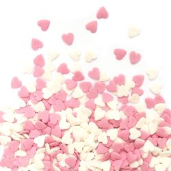 Décors sucrés - Cœurs blancs et roses - Sachet de 50g - SCRAPCOOKING