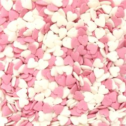 Décors sucrés - Cœurs blancs et roses - Sachet de 50g - SCRAPCOOKING