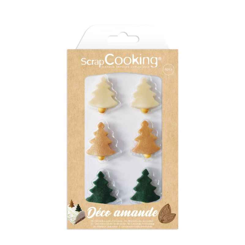 Décors sucrés en pâte d'amande - Sapins de Noël - SCRAPCOOKING