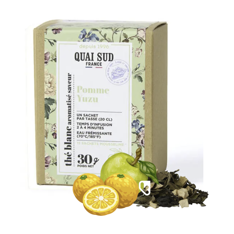 THÉ BLANC POMME YUZU - BOÎTE 15 INFUSETTES - QUAI SUD