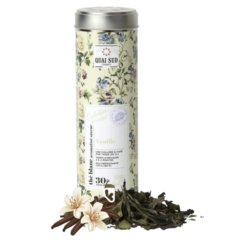 THÉ BLANC VANILLE - BOÎTE RONDE 30G - QUAI SUD