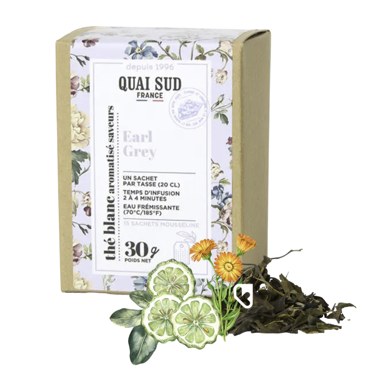 THÉ BLANC EARL GREY BERGAMOTE CALENDULA - BOITE 15 INFUSETTES - QUAI S