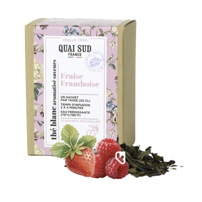 THÉ BLANC FRAISE FRAMBOISE - BOITE 15 INFUSETTES - QUAI SUD