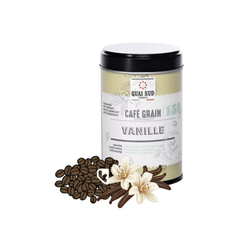 Café en Grains aromatisé à la Vanille - Boîte 150g  - QUAI SUD