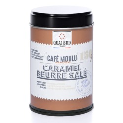 CAFÉ MOULU AROMATISÉ CARAMEL BEURRE SALÉ - BOITE POP 150G - QUAI SUD
