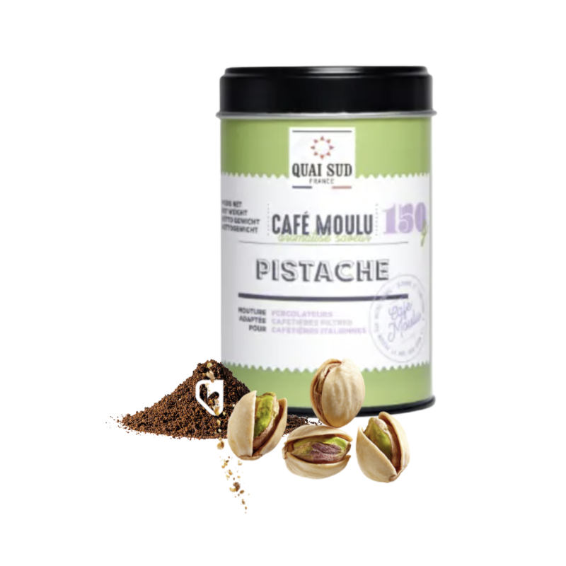 Café moulu aromatisé à la Pistache - Boîte 150g - QUAI SUD