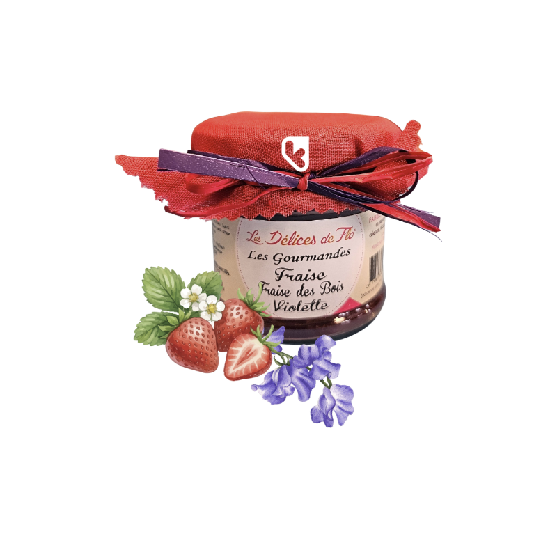 CONFITURE FRAISE FRAISE DES BOIS VIOLETTE - 130GR - LES DELICES DE FLO