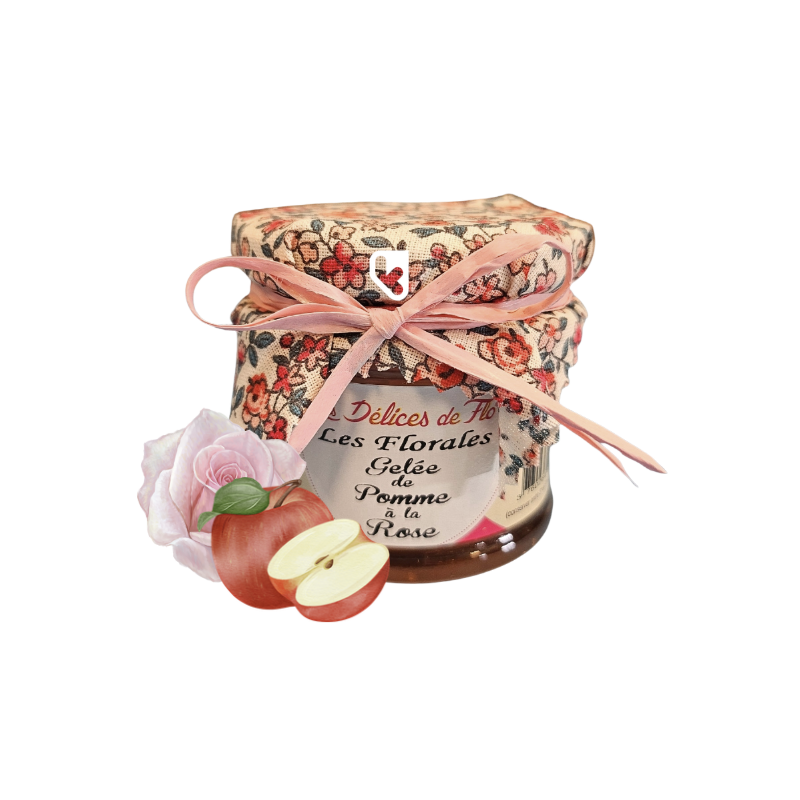 GELEE DE POMME A LA ROSE - 130GR - LES DELICES DE FLO