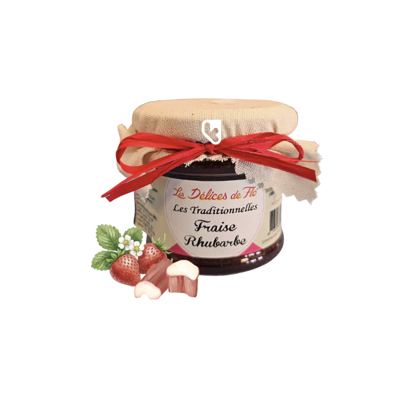 CONFITURE FRAISE RHUBARBE- 130GR - LES DELICES DE FLO