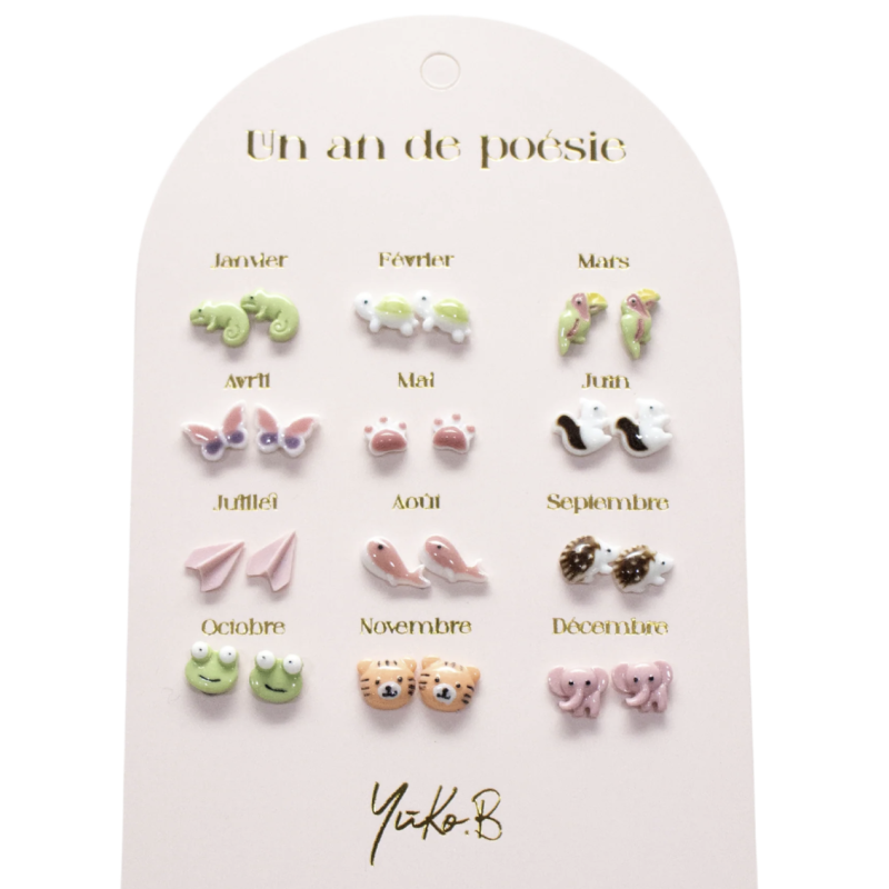 Boucles d'Oreilles "Un An de Poésie" - Jungle - YUKO.B