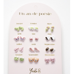 Boucles d'Oreilles "Un An de Poésie" - Jungle - YUKO.B