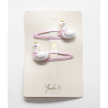 Duo de Barrettes - Queens - Rose/Blanc - YUKO.B