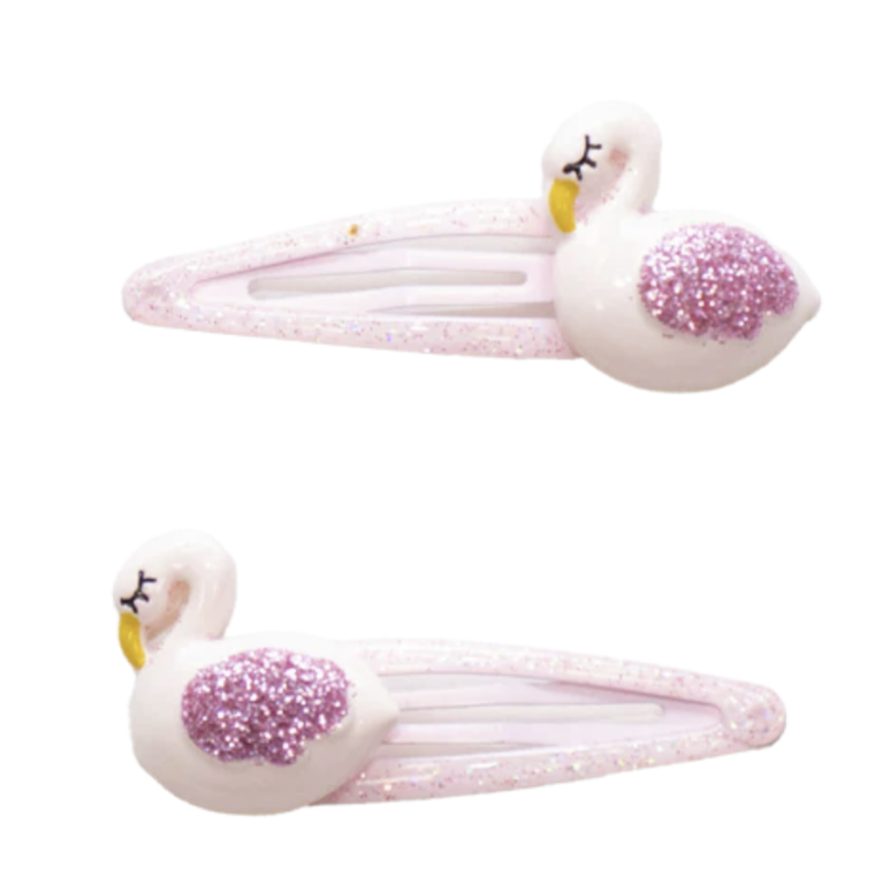 Duo de Barrettes - Swan- Rose - YUKO.B