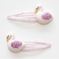 Duo de Barrettes - Swan- Rose - YUKO.B
