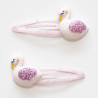 Duo de Barrettes - Swan- Rose - YUKO.B