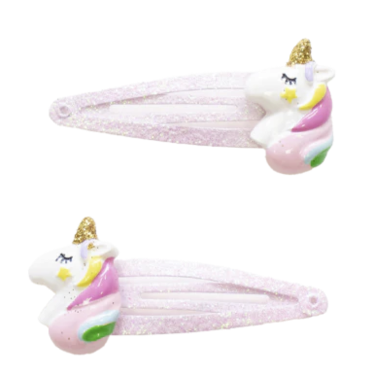 Duo de Barrettes - Licorne - Rose  - YUKO.B
