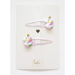 Duo de Barrettes - Licorne - Rose  - YUKO.B
