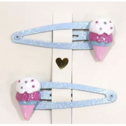 Duo de Barrettes - Ice Cream - Bleu - YUKO.B