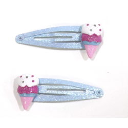 Duo de Barrettes - Ice Cream - Bleu - YUKO.B