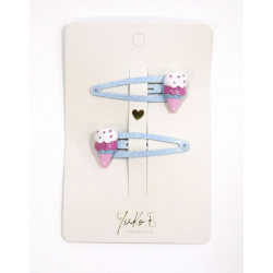 Duo de Barrettes - Ice Cream - Bleu - YUKO.B