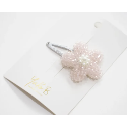 Barrette - Collection Paris - Fleur en perles rose - YUKO.B