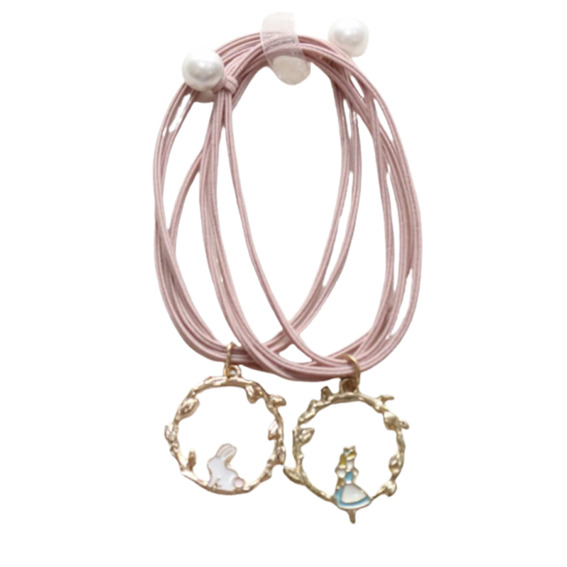 Duo d'élastiques/bracelets - Alice Circle rose - YUKO.B
