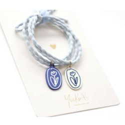 Duo d'élastiques/Bracelets - Flowers - Bleu - YUKO.B