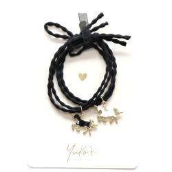 Duo d'élastiques/bracelets - Horses - Noir - YUKO.B