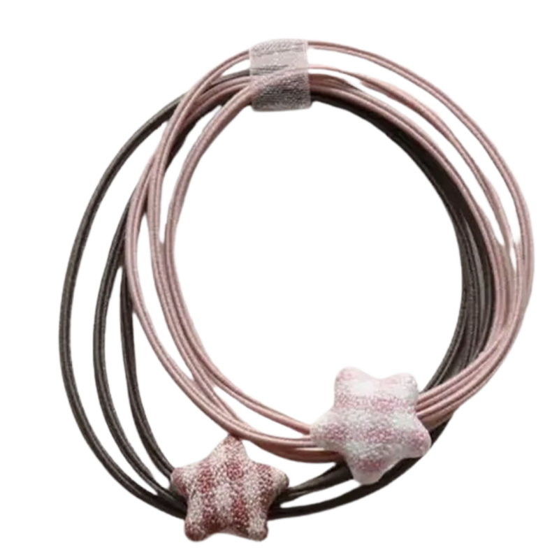 Duo d'élastiques/bracelets - Vichy stars bands - Rose - YUKO.B