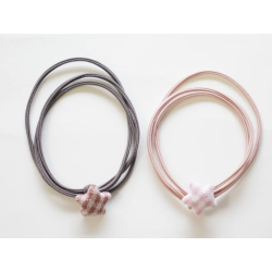 Duo d'élastiques/bracelets - Vichy stars bands - Rose - YUKO.B