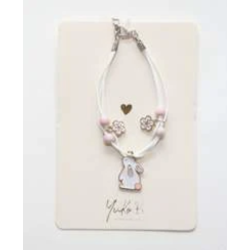 BRACELET - PANPAN - BLANC/ROSE - YUKO.B