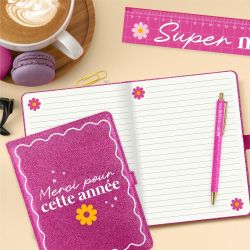COFFRET CARNET DE NOTES et STYLO À PAILLETTES - MAÎTRESSE