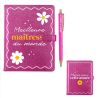 COFFRET CARNET DE NOTES et STYLO À PAILLETTES - MAÎTRESSE
