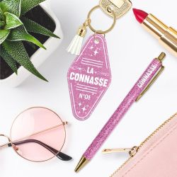 DUO PAILLETTES PORTE-CLES MOTEL ET STYLO - CONNASSE