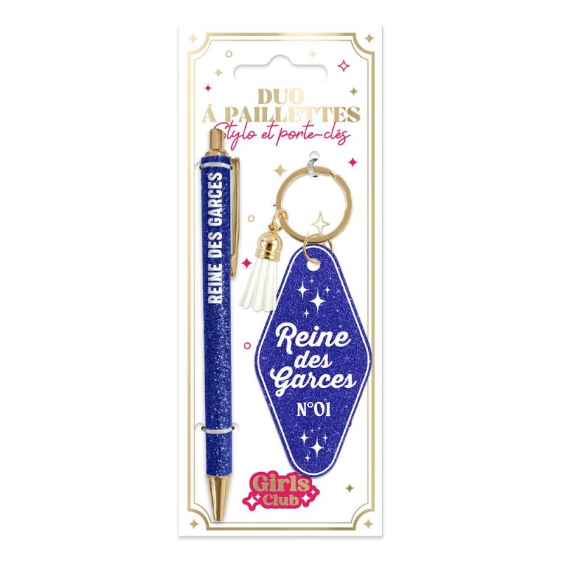 DUO PAILLETTES PORTE-CLES MOTEL ET STYLO - GARCE