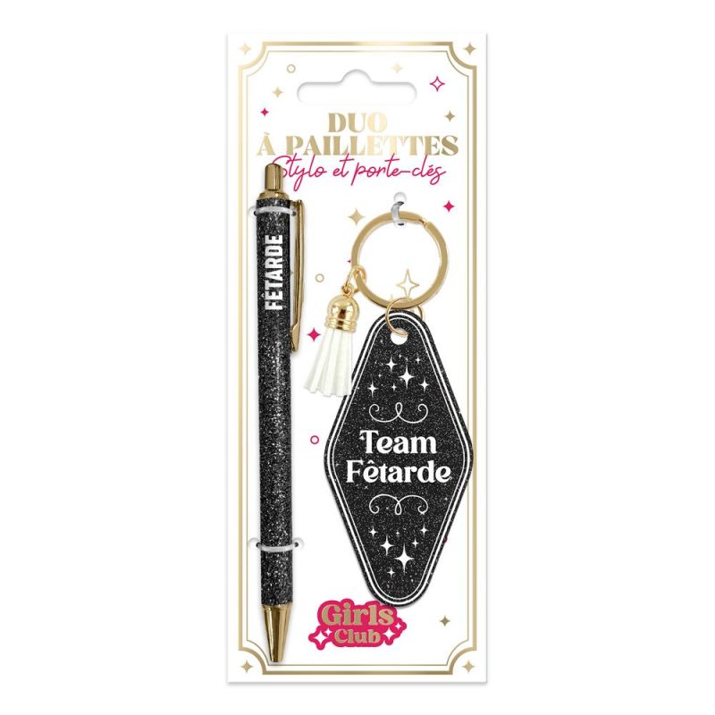 DUO PAILLETTES PORTE-CLES MOTEL ET STYLO - FETARDE