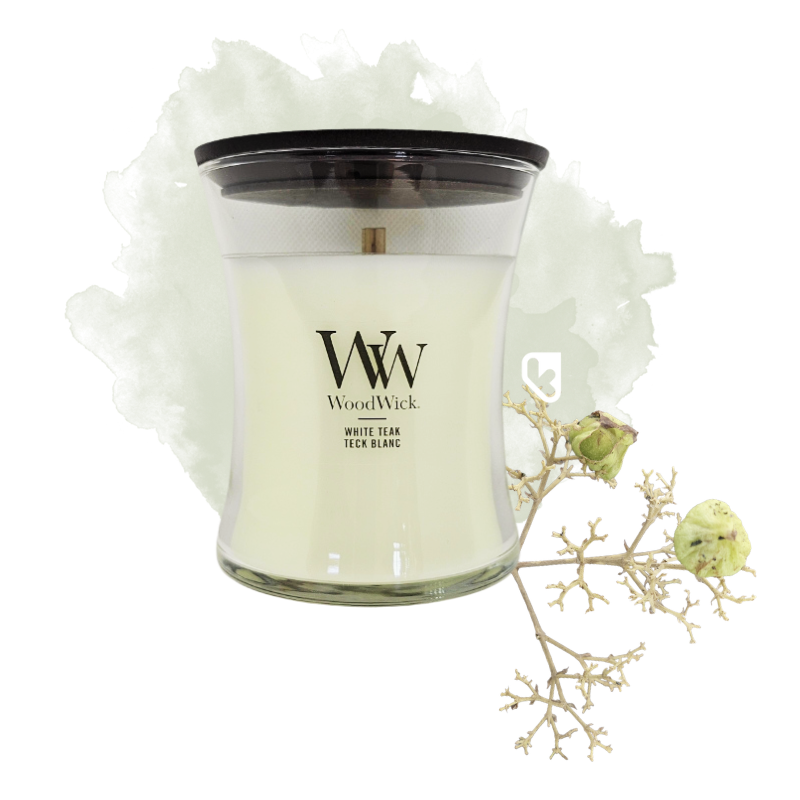 Teck blanc - Moyenne Jarre - Bougie WOODWICK