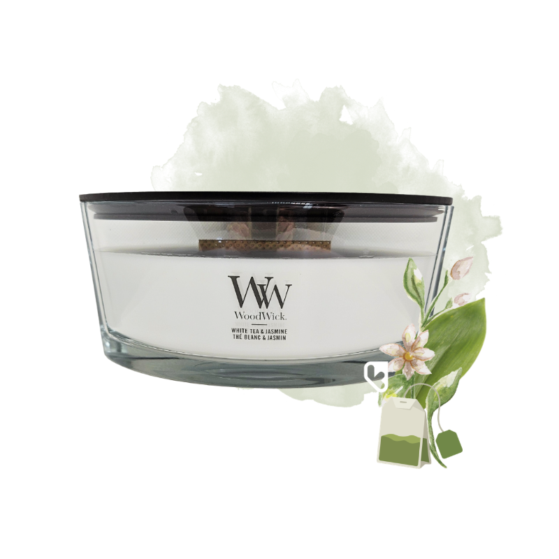 Thé blanc & Jasmin - Bougie Ellipse - WOODWICK