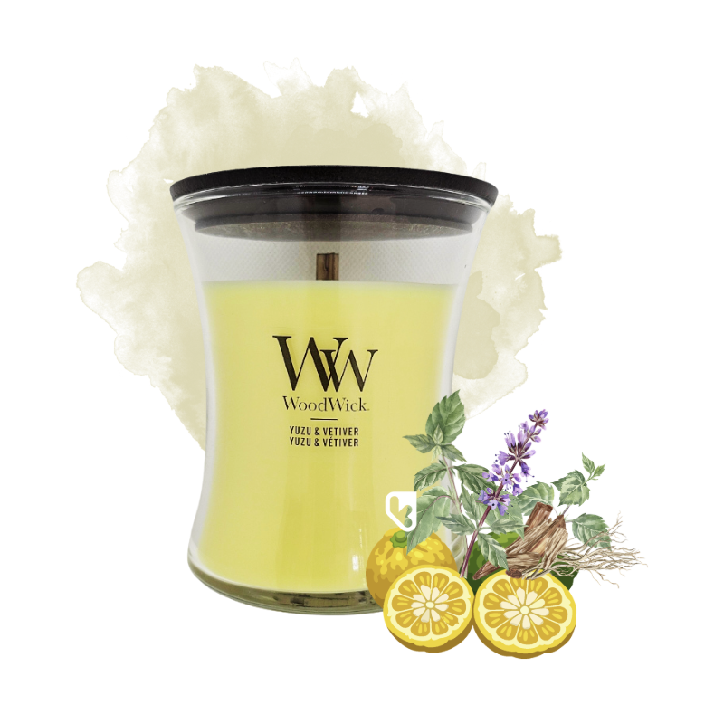YUZU ET VÉTIVER - Bougie Moyenne Jarre - WOODWICK